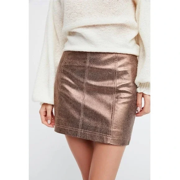 free people // modern femme vegan metallic mini skirt - Picture 3 of 12